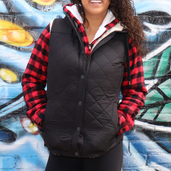 Women’s Quilted Sherpa Lined Vest WV02 - Image 3